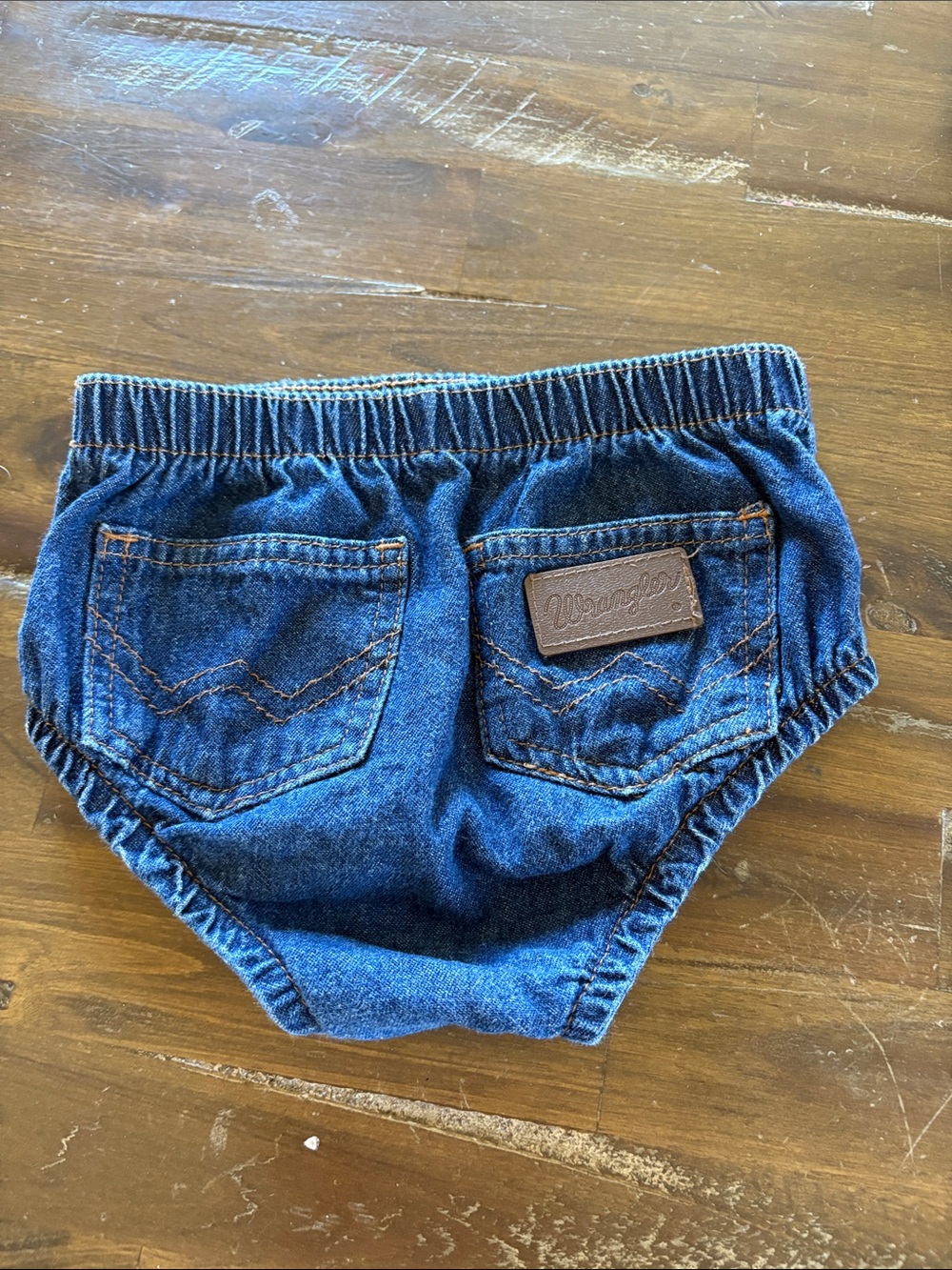 Wrangler Baby Denim Bloomers in Blue with Brown Patch size 24 months